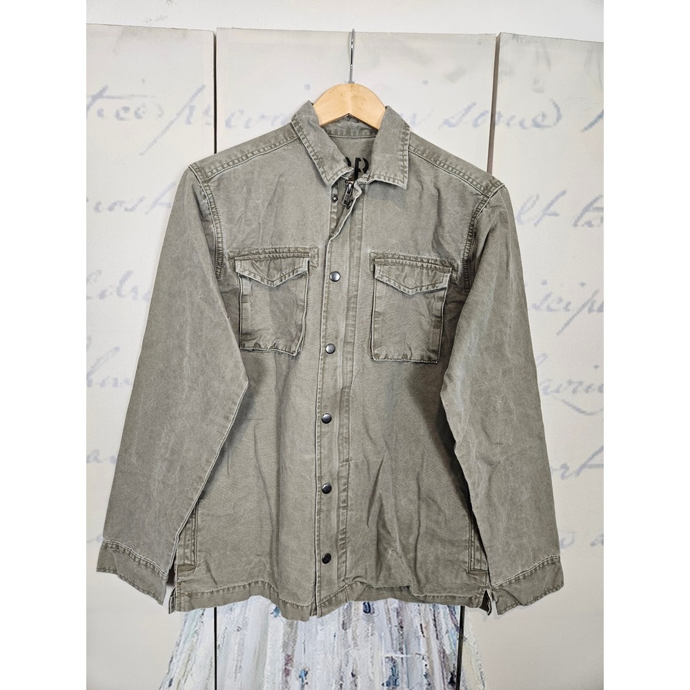 Original Paperbacks Mens M Olive Green Cotton Canvas‎ Utility Zip Shirt Jacket